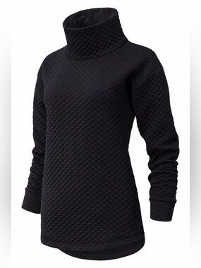 New Balance NB Heat Loft Quilted Tunic Top Black Funnel Neck Pullover Size Large
